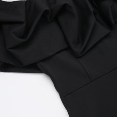 Sexy Off the Shoulder Black Pleated Slit Formal Dress