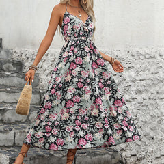 Summer Floral Print Slip Vacation Dress