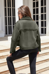 Women Warm Fleece Leather Jacket