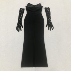 Sexy Pearl Beaded Tube Top Split Formal Dress