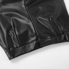 French Vintage Matte Leather High Waist Pants