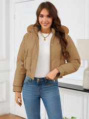 Women Short Slim High Waist Padded Jacket