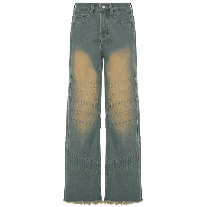 Street Vintage Retro Blue Washed Loose Jeans