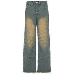 Street Vintage Retro Blue Washed Loose Jeans