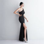 REVCHIC LUXE Elegant One-Shoulder Beaded Fishtail Gown