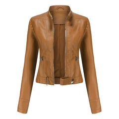 Women Thin Leather Short Jacket