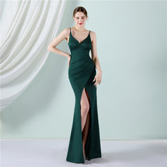 Elegant Satin Sling Slim Fit Fishtail Formal Dress