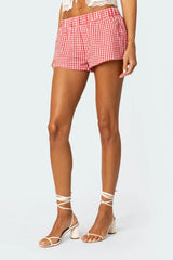 Women Plaid Beach Loose Fitting Shorts