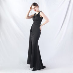 Elegant Folding Slit Satin Evening Dress