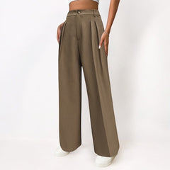 Women Pleated Loose High Waist Casual Pants