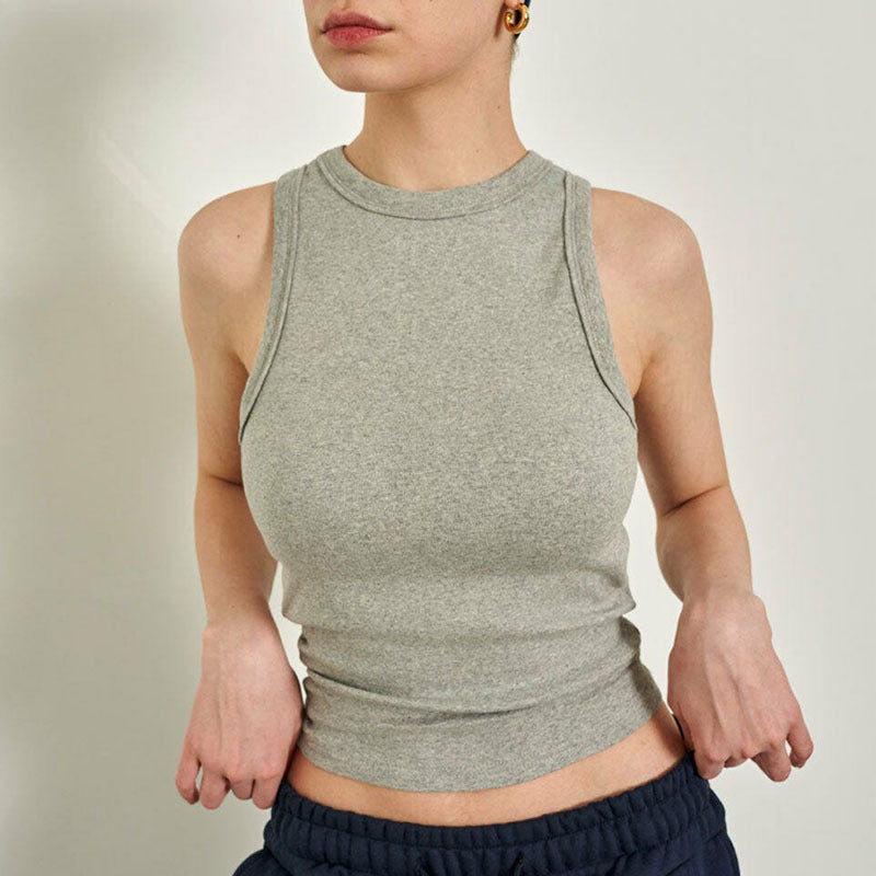 Sleeveless High Elastic Thread Basic Top