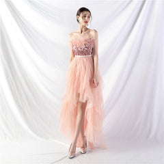 Elegant Feather Floral Sequin Mesh Evening Dress