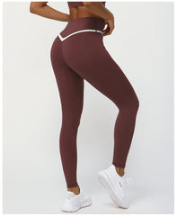 Contrast Color Cross V Yoga Pants