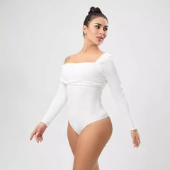 White One Shoulder Ruched Bodysuit