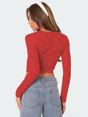 Sexy Lace Short Slim Fit Long Sleeve Top