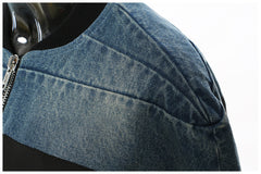 Autumn Winter Denim Stitching Cotton Padded Jacket