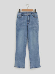 Micro Elastic Straight High Waist Denim Jeans