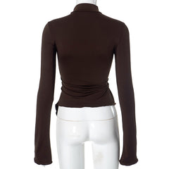 Long Sleeve Mock Neck Asymmetric Top