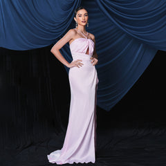 Elegant Sexy Halter Long Slit Evening Dress