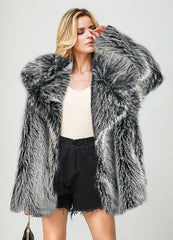 Autumn Winter Mid Length Warm Faux Fur Coat