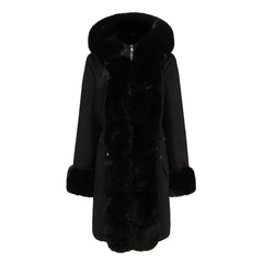 Women Detachable Fur Collar Hooded Warm Cotton Padded Coat