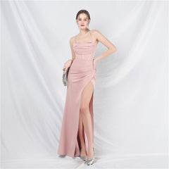 Elegant Boning Beaded Split Evening Dress