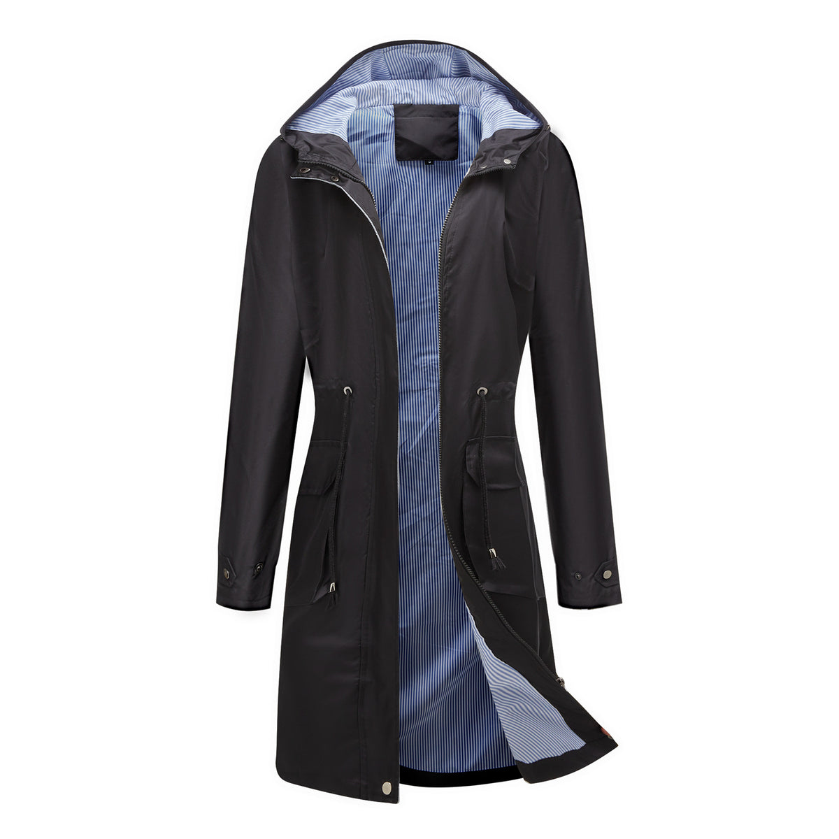 Women Waterproof Hooded Long Casual Trench Coat