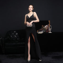 Elegant Satin Sling Slim Fit Fishtail Formal Dress