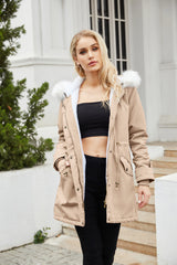 Detachable Fur Collar Hooded Cotton Padded Coat