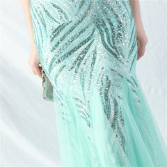 Elegant Sequin Mesh Beaded Evening Dress