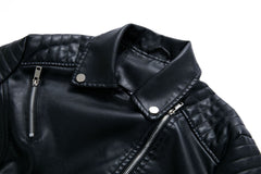 Women Motorcycle Zipper Short Leather Jacket