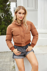 Women Short Cotton High Collar Warm Jacket