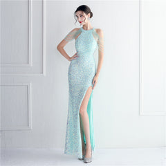 Elegant Micro Glass Beaded Sequined Evening Dress