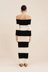 Women Color Block off the Shoulder Striped Dress