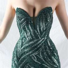 Beaded Stitching Mesh Sequined Evening Dress