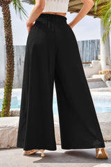 Summer High Waist Loose Cotton Linen Wide Leg Pants