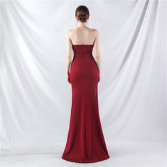 Elegant Beaded Split Rhinestone Evening Dress