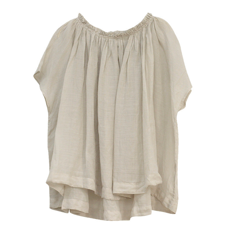 Summer Slightly Transparent Loose Batwing Sleeve Blouse