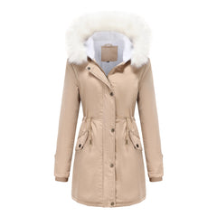 Detachable Fur Collar Hooded Cotton Padded Coat