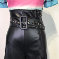 Women High Waist Faux Leather Pants