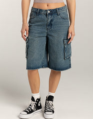 Street Hipster Washed Denim Straight Short