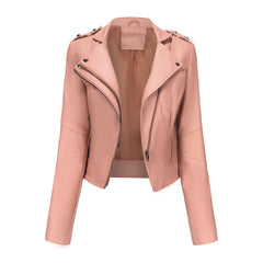 Long Sleeved Rivet Leather Jacket