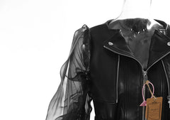 Elegant Mesh Transparent Leather Jacket