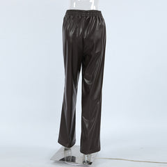 Sexy Low Rise Lining Matte Leather Pants