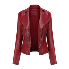 Women Rivet Thin Leather Jacket