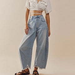 Multi Color Cropped Casual Wide Leg Jeans