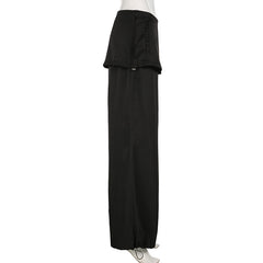 Drawstring Flanging Low Waist Loose Drooping Casual Pants