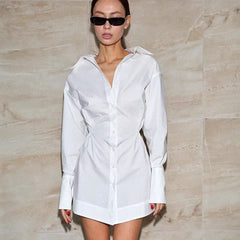 Long Sleeve Polo Collar Shirt Dress