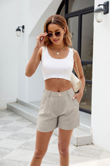 Women Elastic High Waist Ruched Casual Short