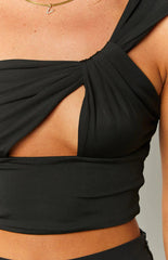 One Shoulder Cutout Cropped Top